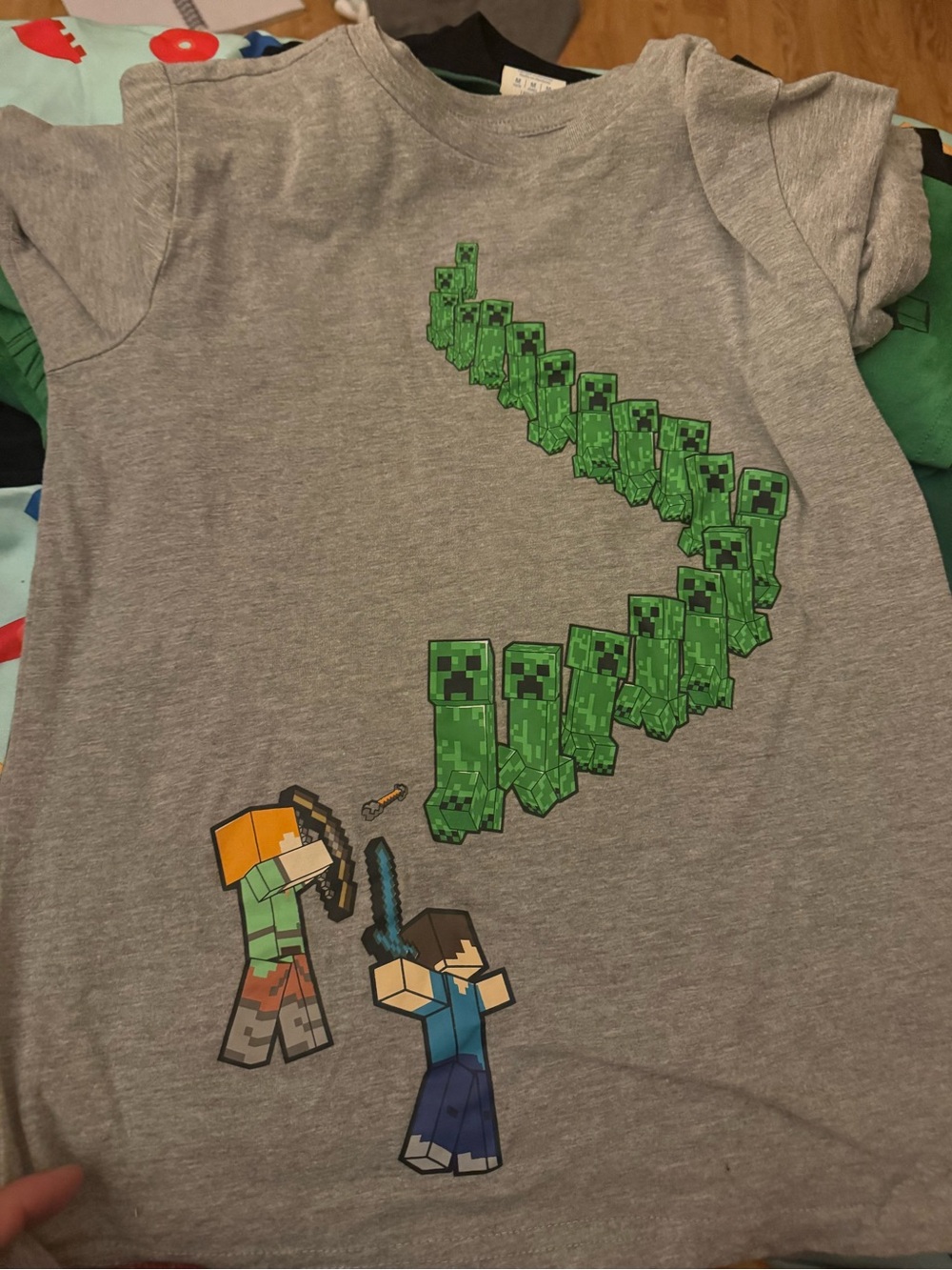 Minecraft Creeper Graphic Gray Tee